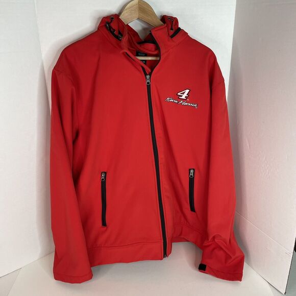 Kevin Harvick #4 Stewart-Haas Racing Soft-Shell Hooded Red Jacket 2x - Picture 1 of 8